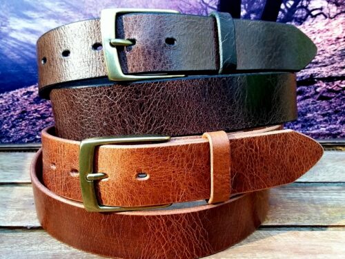 Water Buffalo Vintage Glazed Leather Belts in 1-3/8" Width