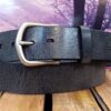 Denim Vintage Glazed Leather Belt with Nickel Matte