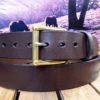 Gun Carry Leather Work Belt in Havana Brown and Solid Brass