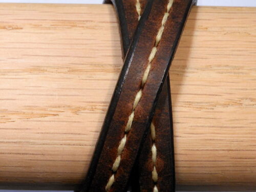 Hand-Laced Double Wristband in Brown Distressed with White Lacing
