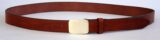 Rectangle Plaque Belt on Boxer Tan with Solid Brass Buckle