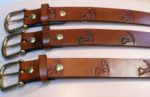 Cape Cod Island Map Embossed Leather Belt in Antique Finish with 1-1/4" Natural Brass Buckle
