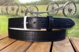 American Bison Leather Belt in Black with 1-3/8" Brushed Nickel Buckle