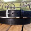 American Bison Leather Belt in Black with Brushed Nickel 1-3/8" Buckle