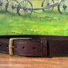 American Bison Leather Belt in Chocolate with 1-3/8" Antique Brass Buckle
