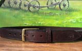American Bison Leather Belt in Chocolate with 1-3/8" Antique Brass Buckle