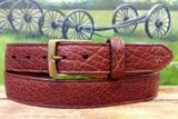 American Bison Leather Belt in Peanut with 1-3/8" Antique Brass