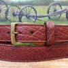 American Bison Leather Belt in Peanut with Antique Brass
