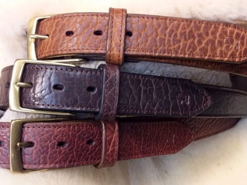 American Bison Leather Belts in Cognac, Chocolate and Peanut