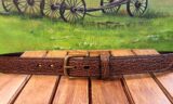 American Bison Leather Belt in Brown Nut with 1-1/4" Antique Brass Buckle