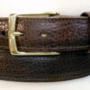 American Bison Leather Belt in Chocolate with Natural Brass 1-3/8" Buckle