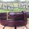 American Bison Leather Belt in Black Cherry Antique Brass 1-3/8" Buckle