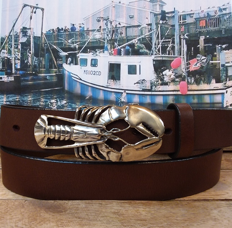 New England Lobster Leather Belt in Red Bronze