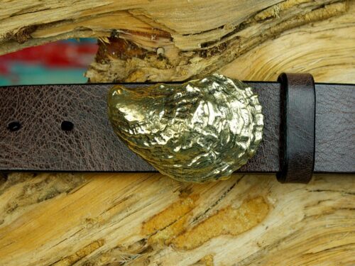 Chapoquoit Harbor Oyster from West Falmouth Solid Brass Belt Buckle