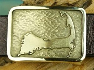 Cape Cod Island Map Belt Buckle in Solid Brass
