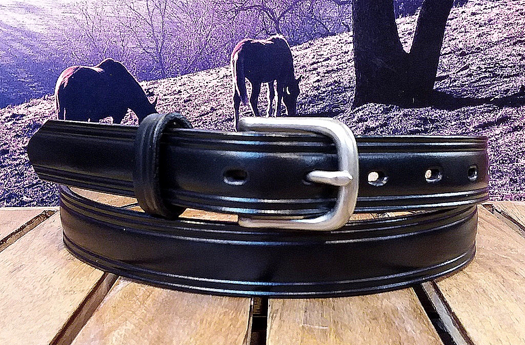 Patriot Hudson Leather Dress Belt in Black with 1" Nickel Matte Buckle