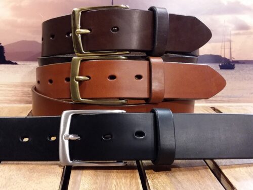 Italian Vachetta Leather Belts In Foresta Brown, Curio Tan and Nero Black