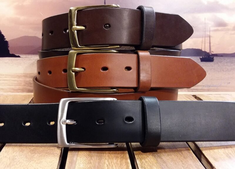Italian Vachetta Leather Belts In Foresta Brown, Curio Tan and Nero Black