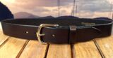 Italian Virgilio Vachetta Castagna Brown 9/10 oz Leather with 1-1/2" Nickel Plate Buckle