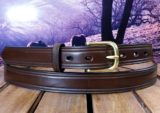 Hudson Leather Dress Belt in Walnut 1" Natural Brass Buckle