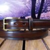 Leather Dress Belt in Light Brown 1-1/8" Solid Brass