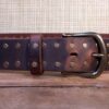 Leather Rivet Belt in Brown Distressed with Antique Brass