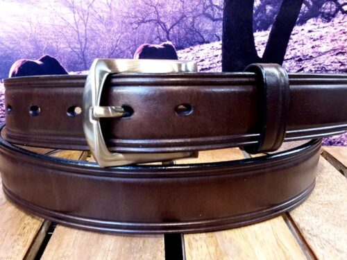 Patriot Hudson Leather Dress Belt in Walnut Harness with 1-1/4" Brushed Nickel Buckle