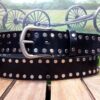 Leather Rivet Belt in Black Vintage Glazed with Nickel Matte