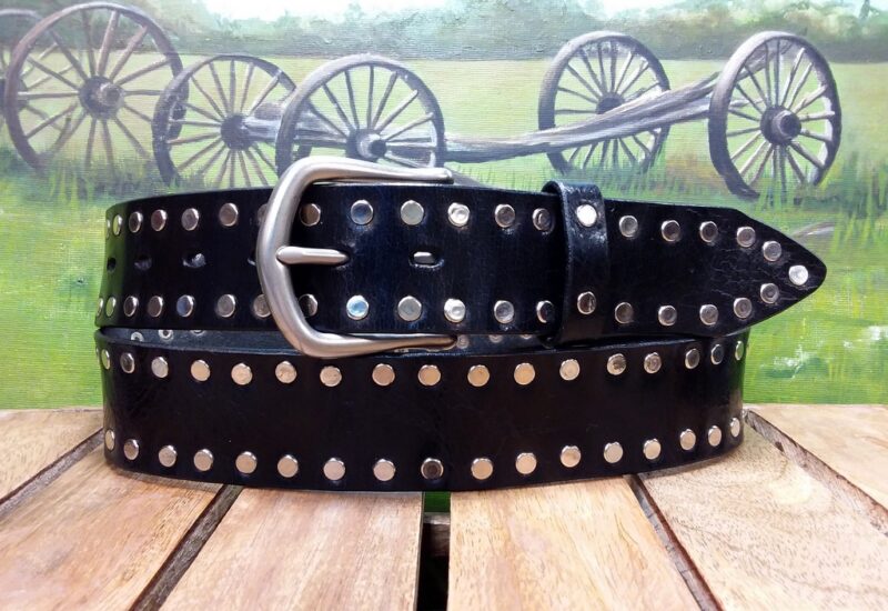 Leather Double Rivet Belt - Cellar Leather