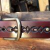 Dimond Embossed Leather Rivet Belt in Mahogany with Bass and Silver Rivets