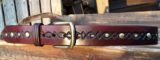 Diamond Embossed Leather Rivet Belt in Mahogany Hand Dye with Bass and Silver Rivets