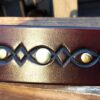Dimond Embossed Leather Rivet Belt in Mahogany with Bass and Silver Rivets