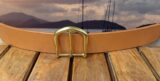 Italian Virgilio Vachetta Natural 9/10 oz Leather with 1-1/2" Natural Brass Buckle