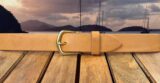 Italian Virgilio Vachetta Natural 9/10 oz Leather with 1-1/2" Natural Brass Buckle