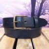 Bridle Harness Leather Belt in Dark Brown with Antique Brass