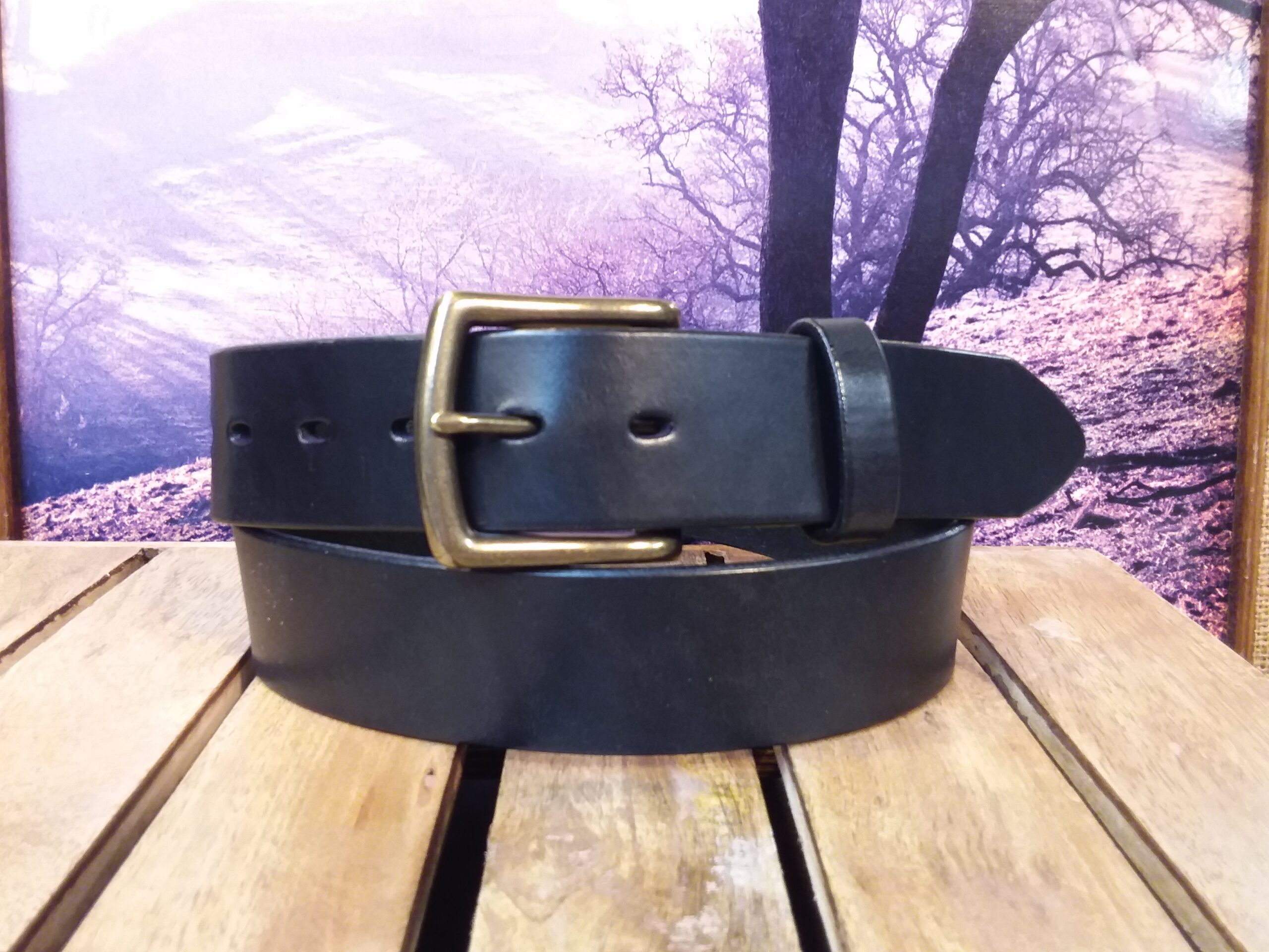 15 year old leather belt. From a street store in Grand Canaria