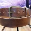Handmade Belt in Bomber Brown with 1-1/2" Antique Brass Buckle