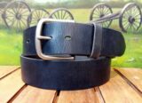 Vintage Crazy Horse Distressed Leather Belt in Denim with 1-3/4" Nickel Matte Buckle