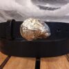Chesapeake Oyster Shell Leather Belt White Bronze Silver Buckle