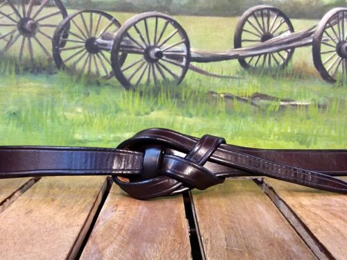 Artisan Handcrafted Knotted Snake Handmade Leather Tie Belt in Mahogany Hand Dye with Edge Groove