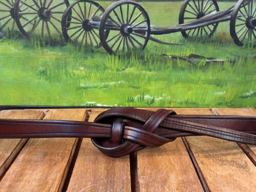 Knotted Snake Leather Tie Belt with Edge Groove in Antique Mahogany Hand Dye