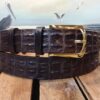 Crocodile Leather Belt with Solid Brass Dress Buckle