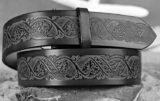 Floral Vine Leather Belt in Black Antique Finish