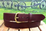 Oiled Leather Belt in Burgundy Oiled with 1-1/2" Natural Brass Buckle