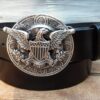 American Eagle Leather Belt in Silver Plate on Black Harness