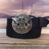 Leather Belt in Solid Brass on Crazy Horse Black Distressed