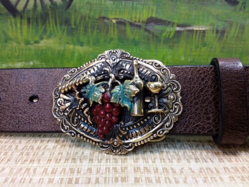 Wine Connoisseur Grapes and Glass Buckle