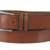 English Bridle Leather Dress Belt in Conker Tan and 1" Nickel Matte