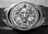 Lion Head Buckle in White Bronze Silver