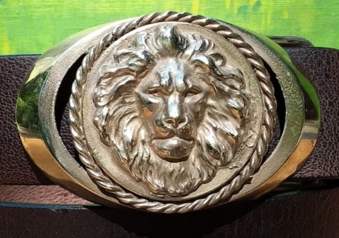 Lion Head Buckle in Solid Brass